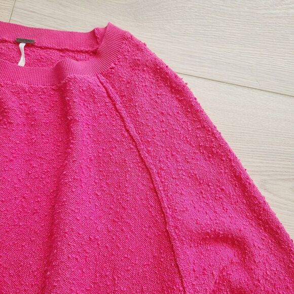 Free People Found My Friend Pullover S Pink Pebbled Textured Dolan Sleeve... - Picture 2 of 8